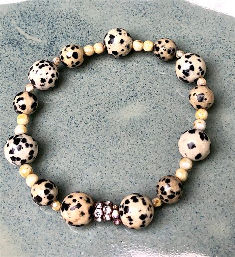 Dalmation Jasper Gemstone Beaded Bracelets Gift For Her Etsy Sweden
