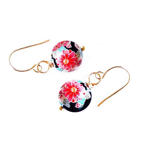 Gold Kyoto Tensha Earrings In Noir Hardtofind Japanese Jewelry