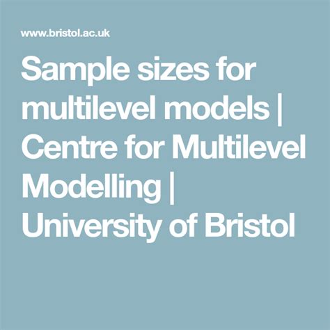 Sample Sizes For Multilevel Models Centre For Multilevel Modelling