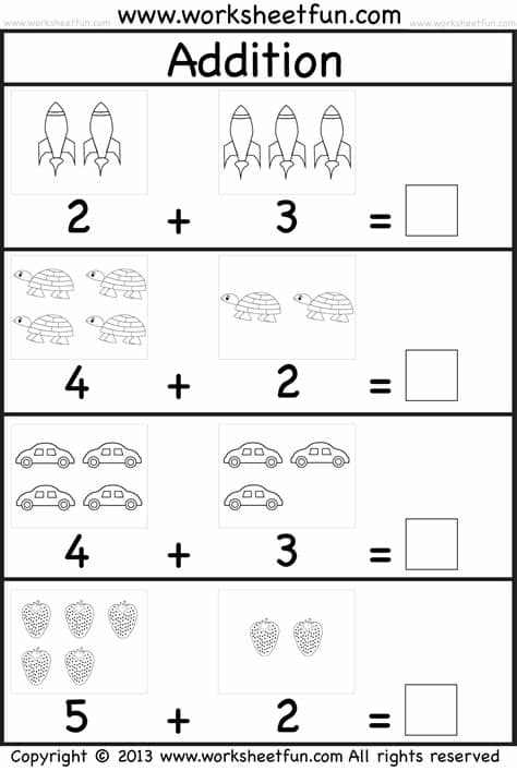 Picture Addition - Beginner Addition - Kindergarten ...