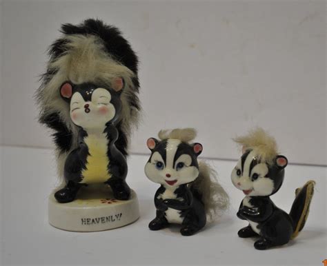 Ending mar 4 at 7:59pm pst. Trio of Skunk Figurines - Japanese Ceramics - One larger ...