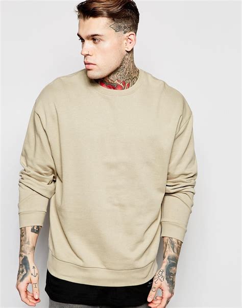 Lyst Asos Oversized Sweatshirt In Beige In Natural For Men