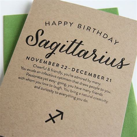 Astrology Birthday Card Letterpress Sagittarius Astrology