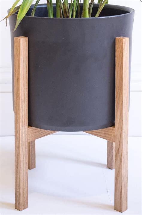 Large Plant Stand In Solid Oak Mid Century Modern Quality Etsy