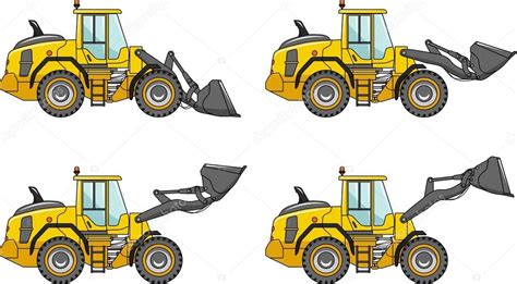 Wheel Loaders Heavy Construction Machines Vector Illustration Stock