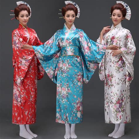 Women Japanese Kimono Traditional Costume Female Yukata With Bowknot