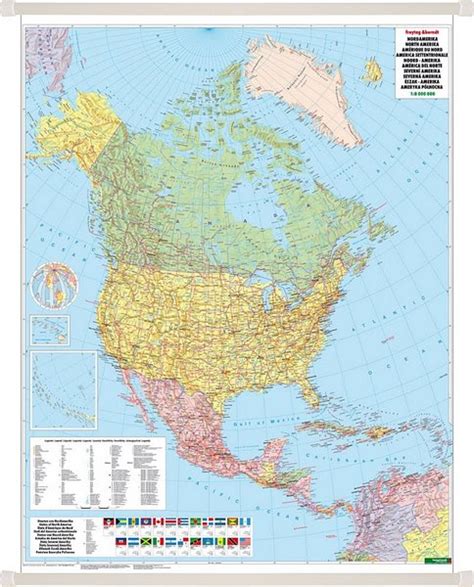 Ameryka Północna Mapa polityczna 1 8 000 000 97x123 5 cm