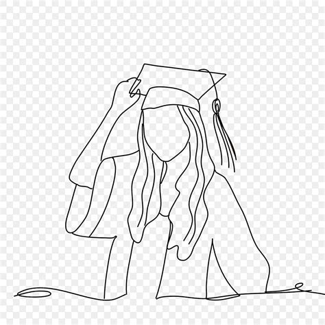 رسم مجردة خط فن الرسم الخريجين فتاة تلمس قبعة التخرج لها رسم الجناح
