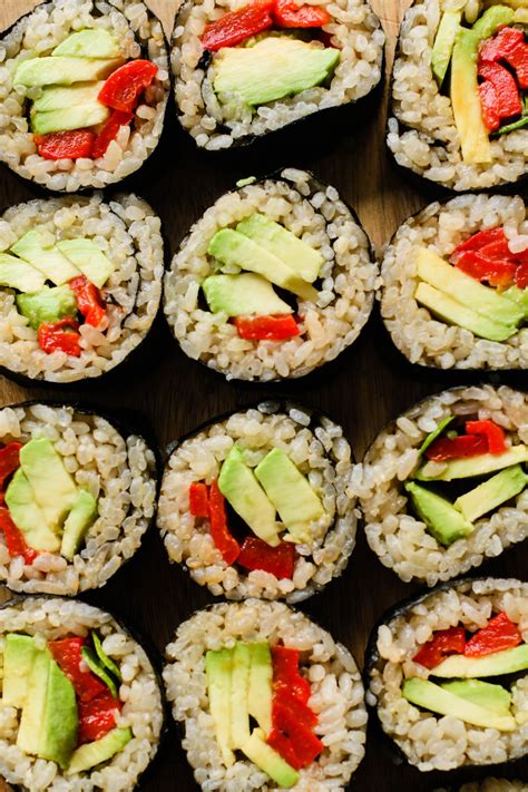 Vegan Avocado And Roasted Red Pepper Sushi Flora And Vino