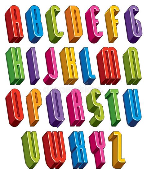 3d Font Vector Tall Thin Letters Stock Vector Illustration Of