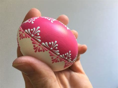 Pink Easter Egg Chicken Egg Pysanky Wax Embossed Pysanka Etsy Pink