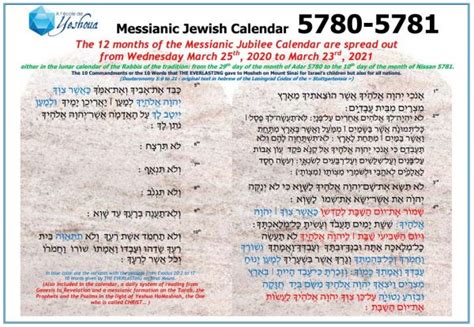 Zancien Only E Book Messianic Jewish Calendar 57805781 2020 2021