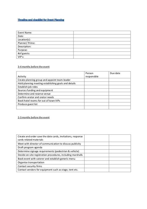 Checklist for planning
