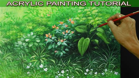 Acrylic Painting Tutorial On How To Paint Bushes Grasses And Different