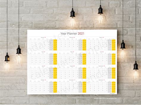 2021 Wall Planner Calendar Horizontal Large Wall Year Planner Etsy