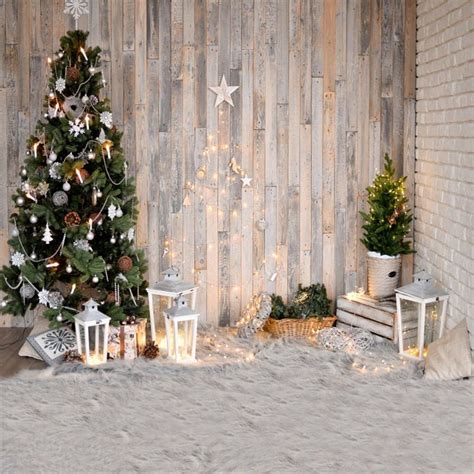 Amazon Csfoto 8 X 8ft背景の装飾クリスマスツリー写真バックドロップmerryクリスマス新しい年冬レトロランタン素朴な