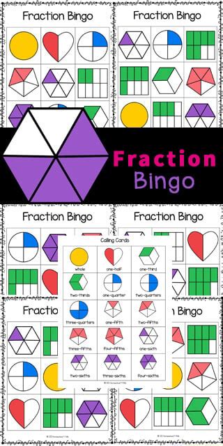 Fraction Bingo Game 123 Homeschool 4 Me