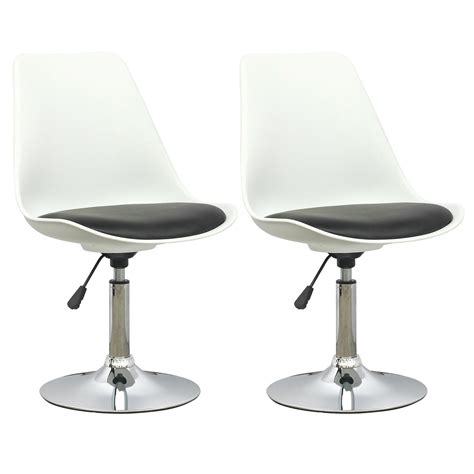 Corliving White Adjustable Chair With Black Leatherette Seat Set Of 2