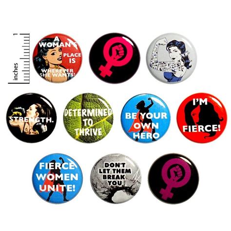 Feminist Pins 10 Pack Buttons For Backpacks Strong Women Etsy