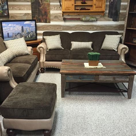 Our leather is high quality with a natural look that ages with grace, and our coated fabric is durable and easy to maintain. Leather Fabric Sofa Set - Fireside Furniture