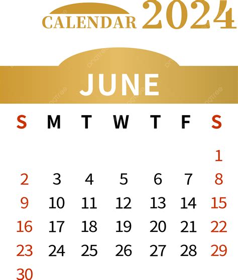Calendario Junio 2024 Simple Dorado Png Junio Calendario Mensual