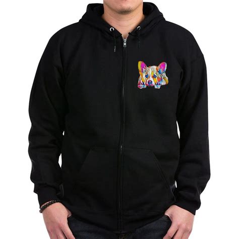 Cafepress Colorful Corgi Puppy Sweatshirt Zip Hoodie Classic