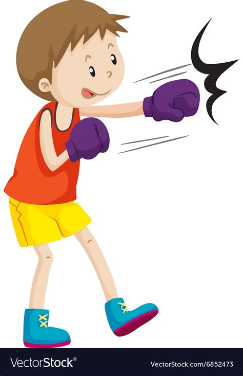 Boy Wearing Boxing Gloves Royalty Free Vector Image