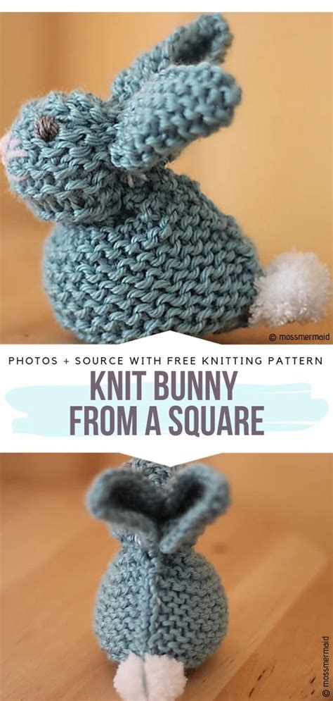 I used a tunisian knit stitch for the pink bunny and a single crochet stitch for the grey bunny which if you liked this crochet bunny made from a square you might also like some of the free crochet. Easy Animals from a Square Free Knitting Patterns