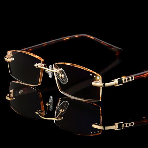 new designer rimless reading glasses women men rhinestone eyeglasses clear lens anti reflective