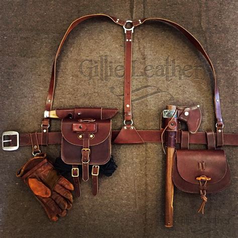 Bushcraft Leather Suspenders Etsy Leather Belt Pouch Leather