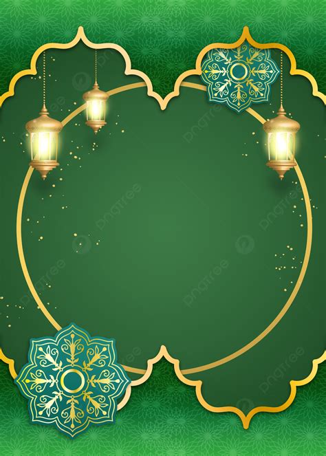 Fronteira De Padrão De Ramadã De Celebração Islâmica Verde Fundo