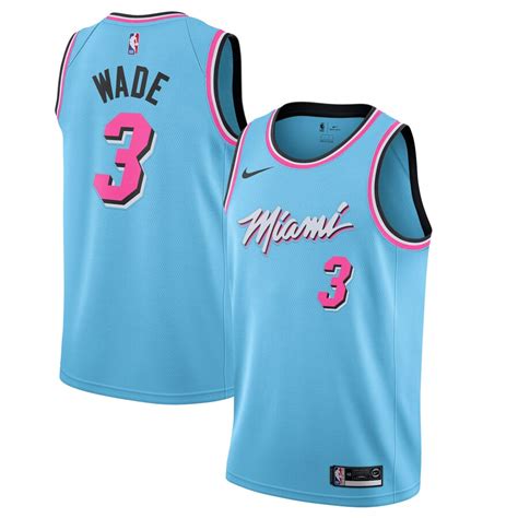 The uniform will keep with the team's vice colors with a base of hot pink and white and teal accents. Men's Miami Heat Dwyane Wade Nike Blue 2019/20 Finished City Edition Swingman Jersey