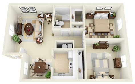 Bedroom Apartment Plans Open Floor Plan Floorplans Click