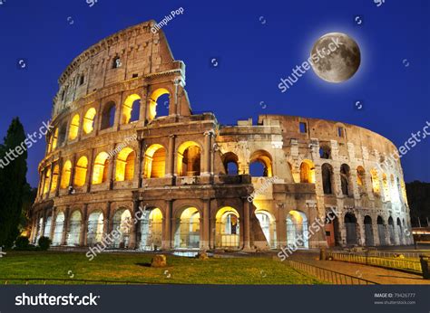 Colosseum Full Moon Dusk Rome Italy Stock Photo Edit Now 79426777