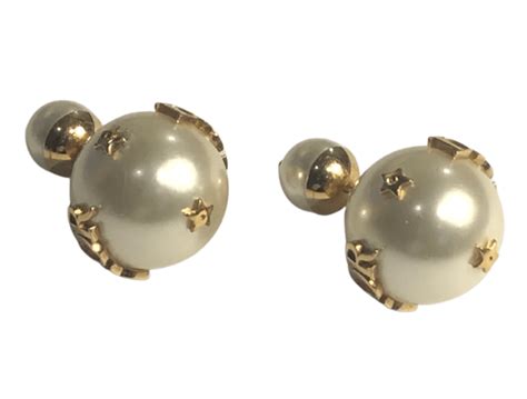 Dior Sphere Earrings With Gold Dior Logos And White Pearls Chelsea