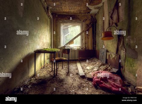 Interior View Of A Room In An Abandoned Hotel In Germany Stock Photo