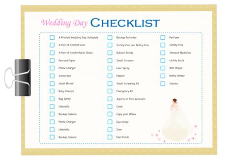 Free Printable Wedding Day Checklist Printable Templates