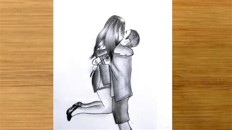 A Romantic Couple Drawing With Hugging Each Other Pencil Sketch Couple Drawing Easy Youtube