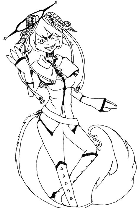 Line Art Dragon Demon Girl Unnamed By Missotakukalie On Deviantart