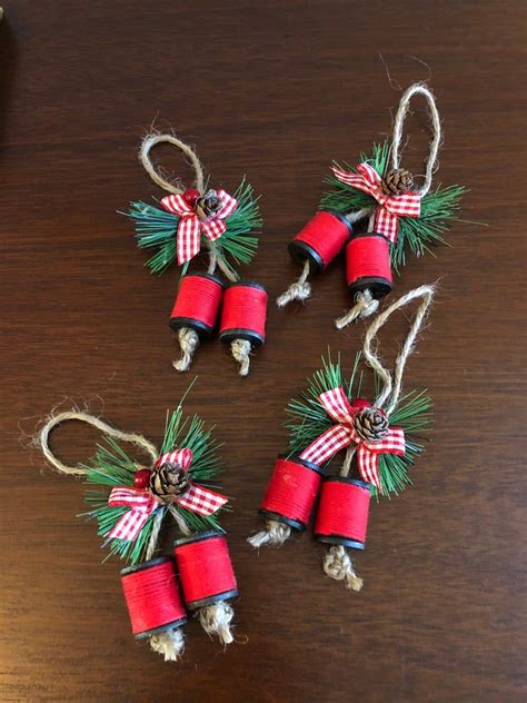 Wooden Spool Christmas Ornaments In 2021 Christmas Ornaments Spool