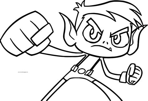 Cartoon Network Beast Boy Coloring Pages Teen Titans Go Beast Boy Punch