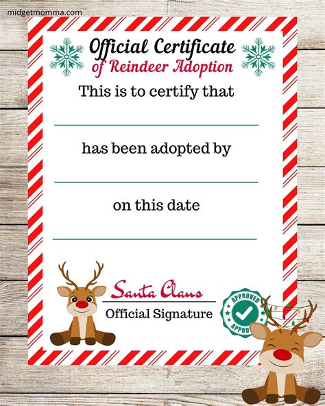Elf Reindeer Friend Adoption Certificate Printable Christmas Elf Prop