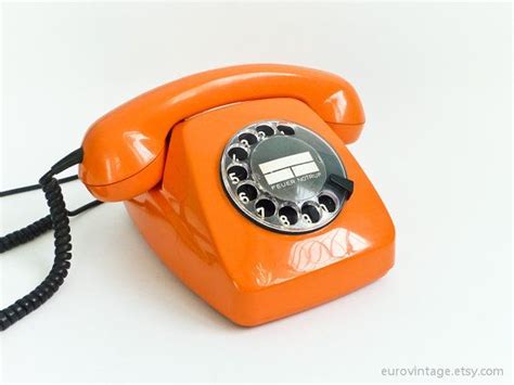 Vintage Orange Rotary Phone Dial Telephone 70s Rotary Phone Phone