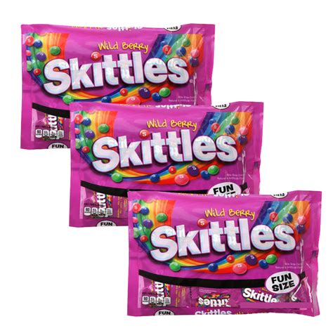 Skittles Wild Berry Flavor Candy Coated Fruit Chew Fun Size For Kids