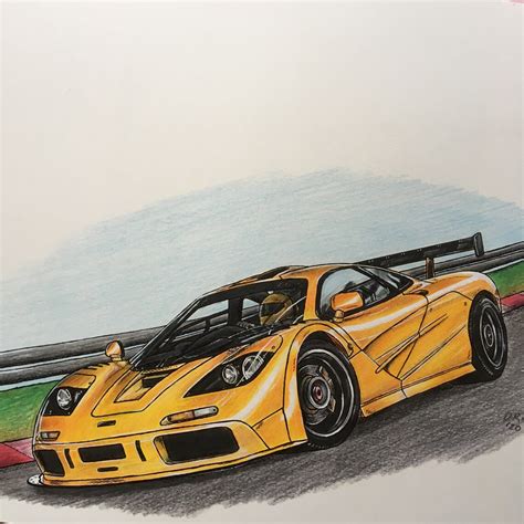 Dibujo Mclaren F1 Lm Dibujado A Mano Lápiz Y Pintura A4 Etsy México