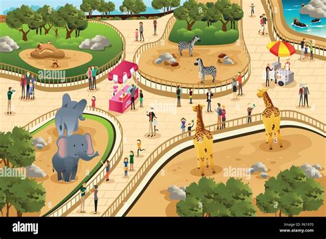 A Vector Illustration Of Scene In A Zoo Stock Vector Image And Art Alamy