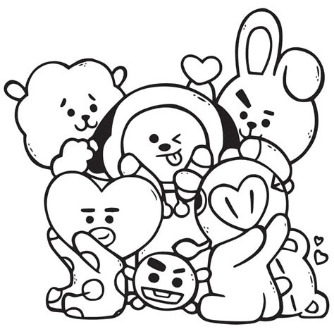 BT21 Tata Coloring Pages Coloring Cool