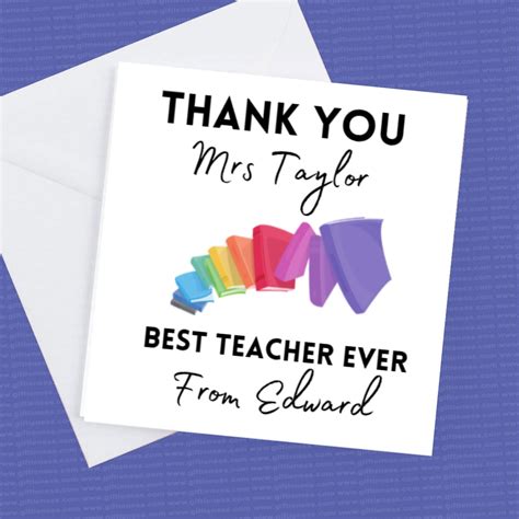 Personalised Thank You Teacher Best Teacher Ever Etsy Uk