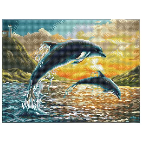 Dolphin Sunset Pre Framed Kit Diamond Painting Kit With Frame