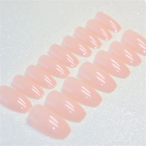 Buy 24pcs Natural Pink Fake Nail Candy Coffin Acrylic